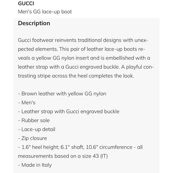 NIB Gucci GG Lace-Up Boots 9 US 9.5 Brown Leather Yellow Insert Side Zip $1600 main image 13